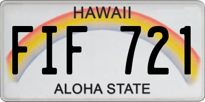 HI license plate FIF721
