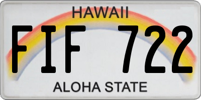 HI license plate FIF722