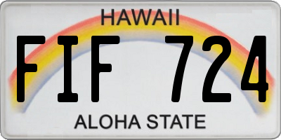 HI license plate FIF724