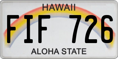 HI license plate FIF726