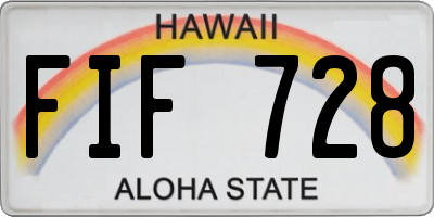 HI license plate FIF728
