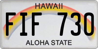 HI license plate FIF730