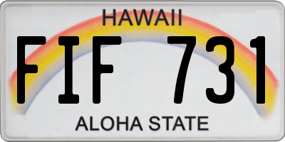 HI license plate FIF731
