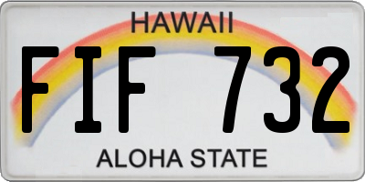 HI license plate FIF732