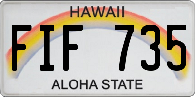 HI license plate FIF735