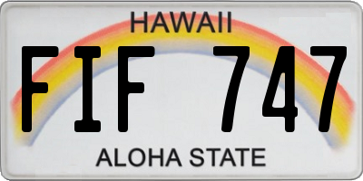 HI license plate FIF747
