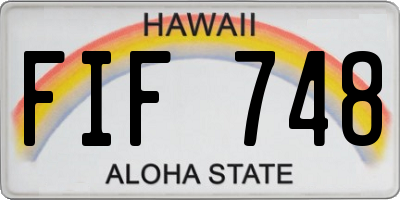 HI license plate FIF748