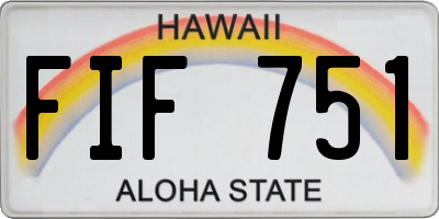 HI license plate FIF751