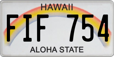 HI license plate FIF754