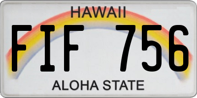 HI license plate FIF756