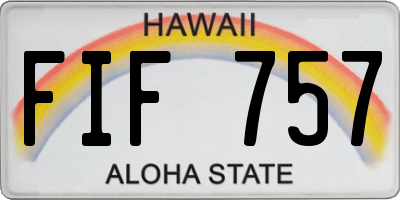 HI license plate FIF757