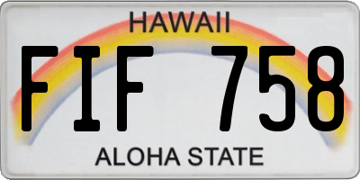 HI license plate FIF758