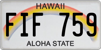 HI license plate FIF759