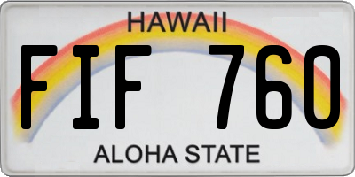 HI license plate FIF760
