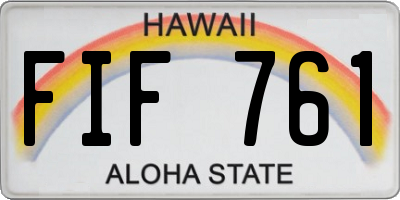 HI license plate FIF761