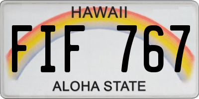HI license plate FIF767