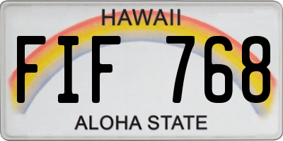 HI license plate FIF768