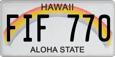 HI license plate FIF770