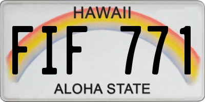 HI license plate FIF771