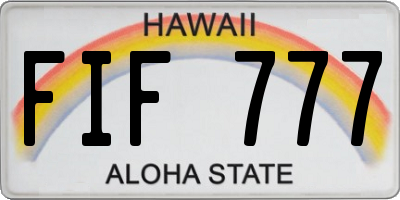 HI license plate FIF777