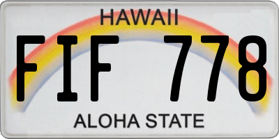 HI license plate FIF778