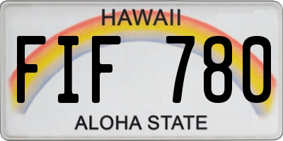 HI license plate FIF780
