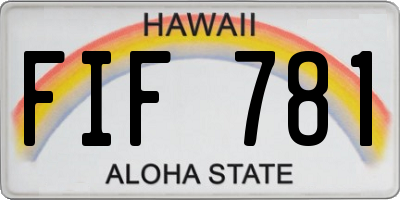 HI license plate FIF781