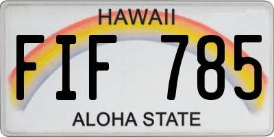 HI license plate FIF785