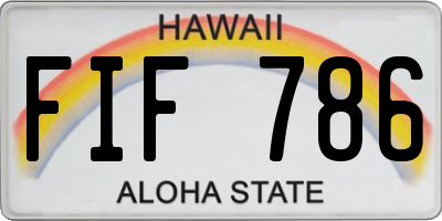 HI license plate FIF786