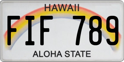 HI license plate FIF789