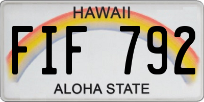 HI license plate FIF792