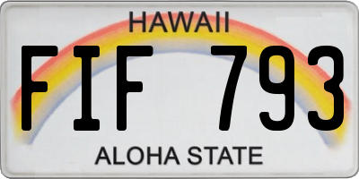 HI license plate FIF793