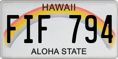 HI license plate FIF794