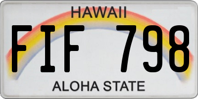 HI license plate FIF798