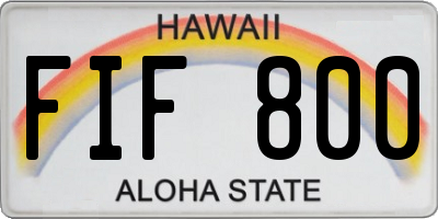 HI license plate FIF800