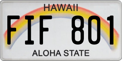 HI license plate FIF801
