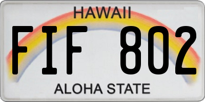 HI license plate FIF802