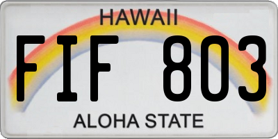HI license plate FIF803