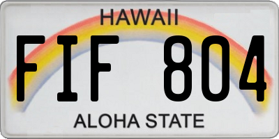 HI license plate FIF804
