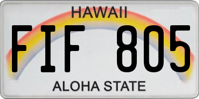 HI license plate FIF805