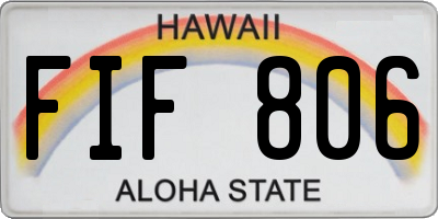 HI license plate FIF806