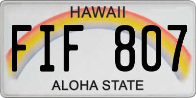 HI license plate FIF807