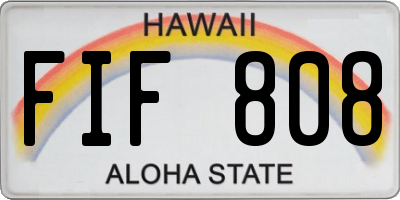 HI license plate FIF808
