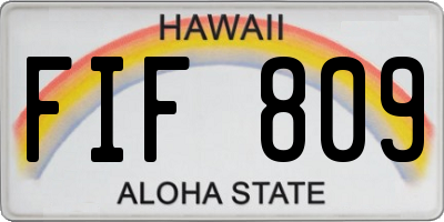 HI license plate FIF809