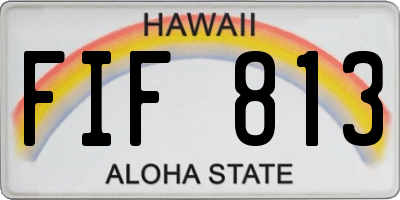 HI license plate FIF813