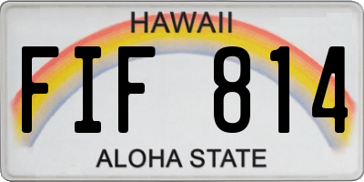 HI license plate FIF814