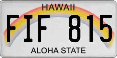 HI license plate FIF815