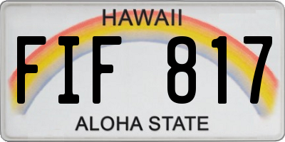 HI license plate FIF817