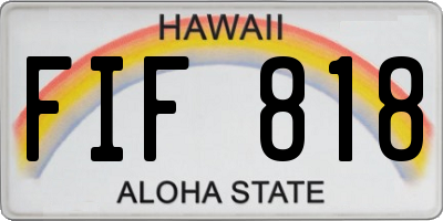 HI license plate FIF818