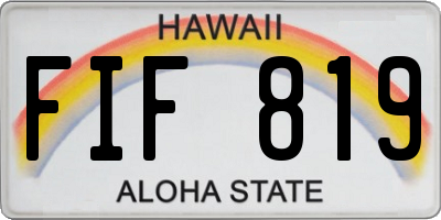 HI license plate FIF819